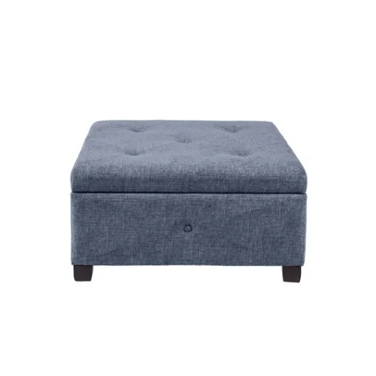 Kirkland's Home Navy Tufted Square Storage Ottoman- Benches & Ottomans