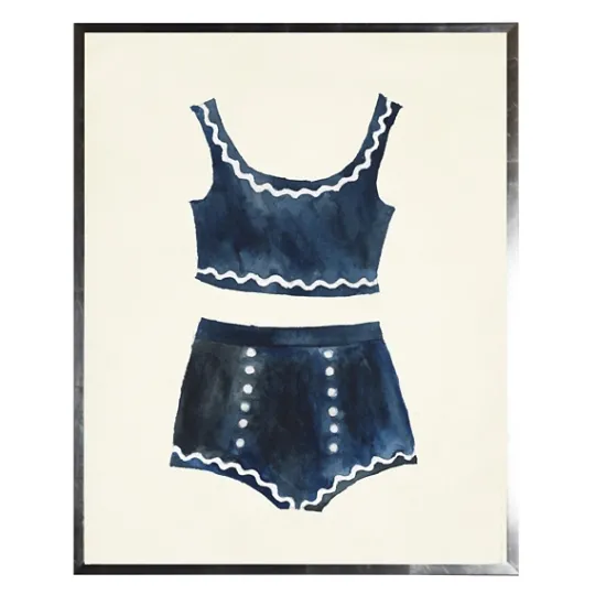 Kirkland's Home Navy Two Piece Bathing Suit Framed Art Print- Framed Art