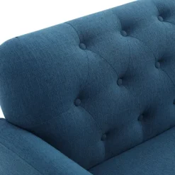 Kirkland's Home Navy Upholstered Button Tufted Loveseat- Sofas & Loveseats