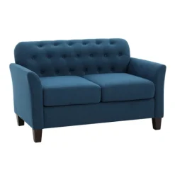 Kirkland's Home Navy Upholstered Button Tufted Loveseat- Sofas & Loveseats