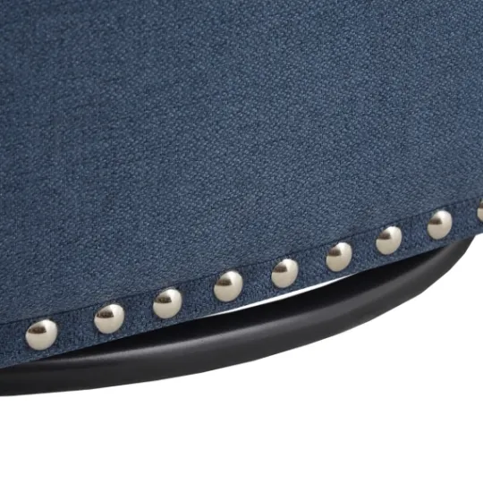 Kirkland's Home Navy Upholstered Nailhead Swivel Accent Chair- Accent Chairs
