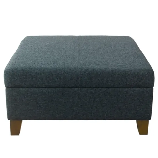 Kirkland's Home Navy Upholstered Square Storage Ottoman- Benches & Ottomans