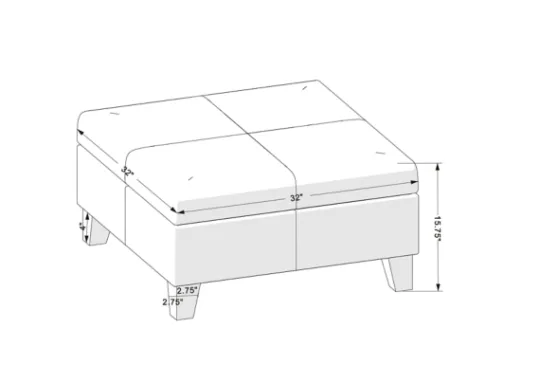 Kirkland's Home Navy Upholstered Square Storage Ottoman- Benches & Ottomans