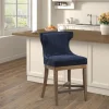 Kirkland's Home Navy Upholstered Wingback Swivel Counter Stool- Bar Stools & Counter Height Stools