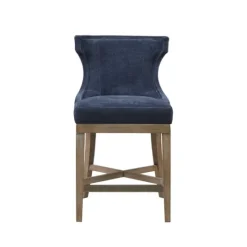 Kirkland's Home Navy Upholstered Wingback Swivel Counter Stool- Bar Stools & Counter Height Stools