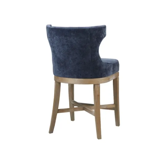 Kirkland's Home Navy Upholstered Wingback Swivel Counter Stool- Bar Stools & Counter Height Stools