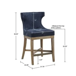 Kirkland's Home Navy Upholstered Wingback Swivel Counter Stool- Bar Stools & Counter Height Stools