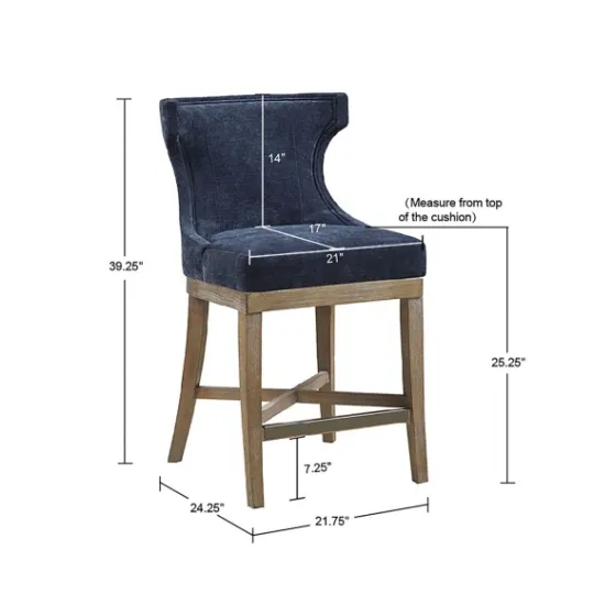 Kirkland's Home Navy Upholstered Wingback Swivel Counter Stool- Bar Stools & Counter Height Stools