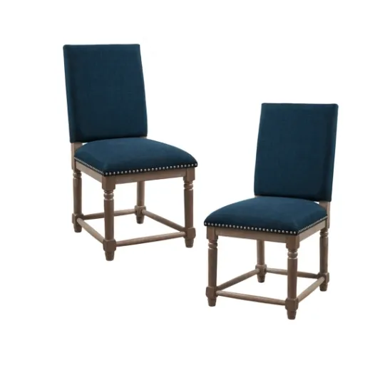 Kirkland's Home Navy Upholstered Wood Dining Chairs, Set Of 2- Dining Chairs