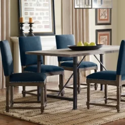 Kirkland's Home Navy Upholstered Wood Dining Chairs, Set Of 2- Dining Chairs