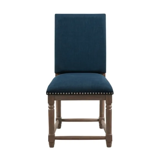 Kirkland's Home Navy Upholstered Wood Dining Chairs, Set Of 2- Dining Chairs