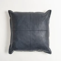 Kirkland's Home Navy Vegan Leather Throw Pillow- Pillows