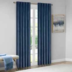 Kirkland's Home Navy Velvet Greta Curtain Panel Set, 84 In.- Curtains & Drapes