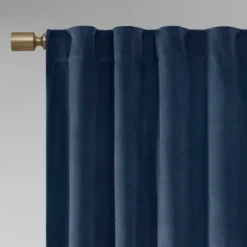 Kirkland's Home Navy Velvet Greta Curtain Panel Set, 84 In.- Curtains & Drapes