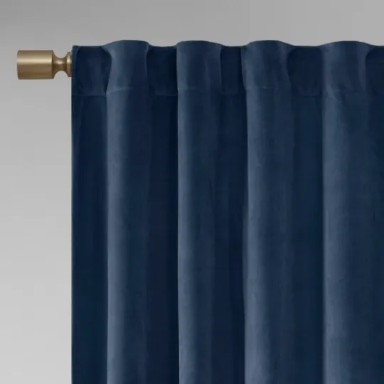 Kirkland's Home Navy Velvet Greta Curtain Panel Set, 84 In.- Curtains & Drapes