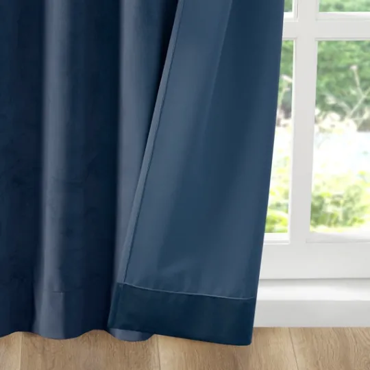 Kirkland's Home Navy Velvet Greta Curtain Panel Set, 84 In.- Curtains & Drapes