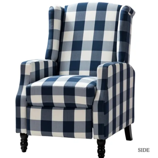 Kirkland's Home Navy Windowpane Plaid Recliner- Accent Chairs