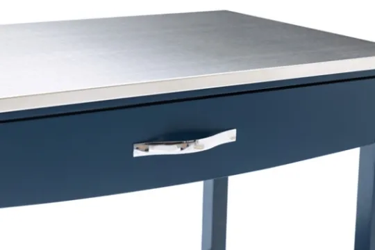 Kirkland's Home Navy Wood And Stainless Steel Top Kitchen Cart- Kitchen Islands & Bar Carts