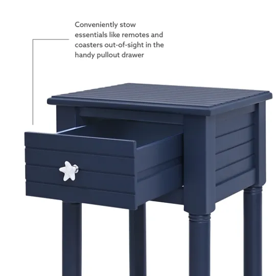 Kirkland's Home Navy Wood Coastal Compact Accent Table- Accent & End Tables