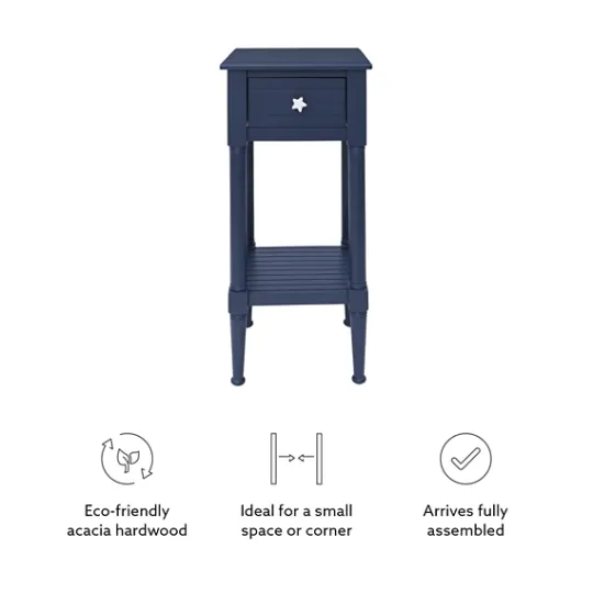 Kirkland's Home Navy Wood Coastal Compact Accent Table- Accent & End Tables