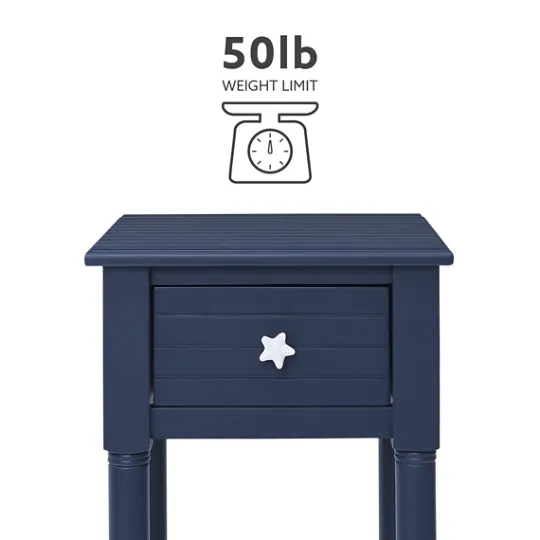Kirkland's Home Navy Wood Coastal Compact Accent Table- Accent & End Tables