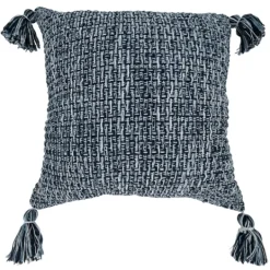Kirkland's Home Navy Woven Texture Tassels Throw Pillow- Pillows
