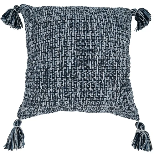 Kirkland's Home Navy Woven Texture Tassels Throw Pillow- Pillows