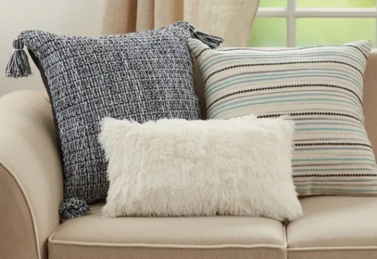 Kirkland's Home Navy Woven Texture Tassels Throw Pillow- Pillows