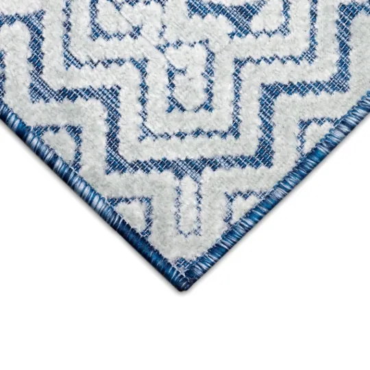 Kirkland's Home Navy Zig-Zag Ezra Indoor/Outdoor Area Rug, 7X9- Outdoor Rugs