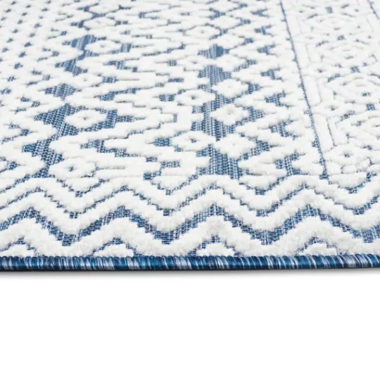 Kirkland's Home Navy Zig-Zag Ezra Indoor/Outdoor Area Rug, 7X9- Outdoor Rugs