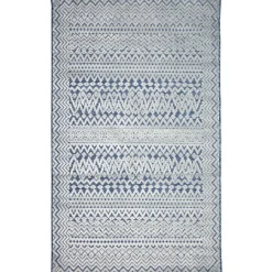 Kirkland's Home Navy Zig-Zag Ezra Indoor/Outdoor Area Rug, 4X7- Outdoor Rugs