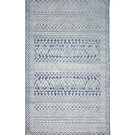 Kirkland's Home Navy Zig-Zag Ezra Indoor/Outdoor Area Rug, 4X7- Outdoor Rugs