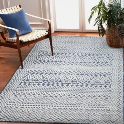 Kirkland's Home Navy Zig-Zag Ezra Indoor/Outdoor Area Rug, 4X7- Outdoor Rugs