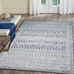 Kirkland's Home Navy Zig-Zag Ezra Indoor/Outdoor Area Rug, 4X7- Outdoor Rugs