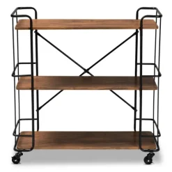Kirkland's Home Nellie Walnut 3-Tier Mobile Bar Cart- Kitchen Islands & Bar Carts