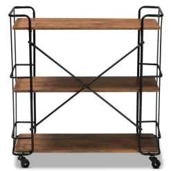 Kirkland's Home Nellie Walnut 3-Tier Mobile Bar Cart- Kitchen Islands & Bar Carts
