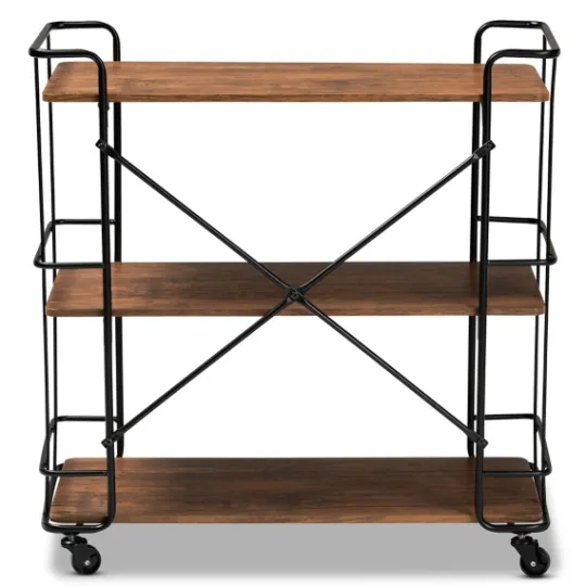 Kirkland's Home Nellie Walnut 3-Tier Mobile Bar Cart- Kitchen Islands & Bar Carts