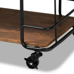 Kirkland's Home Nellie Walnut 3-Tier Mobile Bar Cart- Kitchen Islands & Bar Carts