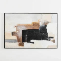 Kirkland's Home Neutral Abstract Hand Painted Framed Canvas Art- Canvas Art