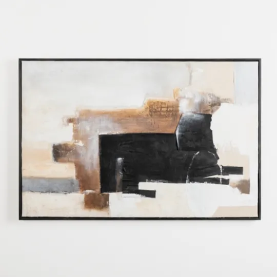 Kirkland's Home Neutral Abstract Hand Painted Framed Canvas Art- Canvas Art