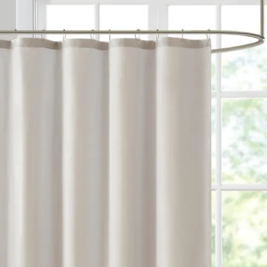 Kirkland's Home Neutral Block Embroidered Shower Curtain- Shower Curtains