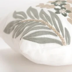 Kirkland's Home Neutral Blooms Hand Embroidered Lumbar Pillow- Pillows