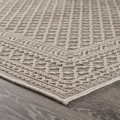 Kirkland's Home Neutral Bordered Lattice Outdoor Area Rug, 5X7- Outdoor Rugs