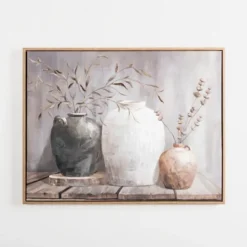 Kirkland's Home Neutral Botanical Vases Framed Canvas Art Print- Canvas Art