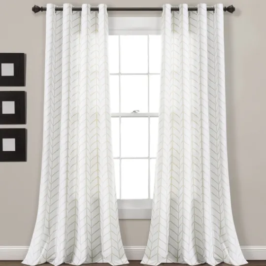 Kirkland's Home Neutral Chevron 2-Pc. Curtain Panel Set, 84 In.- Curtains & Drapes