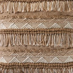 Kirkland's Home Neutral Embroidered Fringe Accent Pillow- Pillows