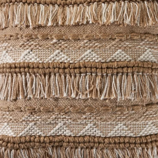 Kirkland's Home Neutral Embroidered Fringe Accent Pillow- Pillows