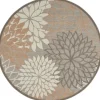 Kirkland's Home Neutral Floral Burst Outdoor Round Area Rug, 5 Ft.- Outdoor Rugs