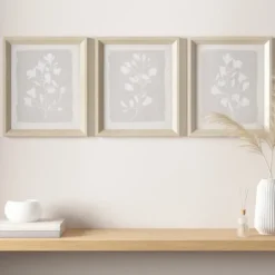 Kirkland's Home Neutral Floral Sprigs 3-Pc. Framed Art Set- Framed Art