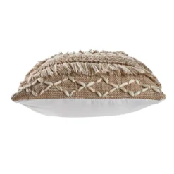 Kirkland's Home Neutral Geometric Fringe Accent Pillow- Pillows